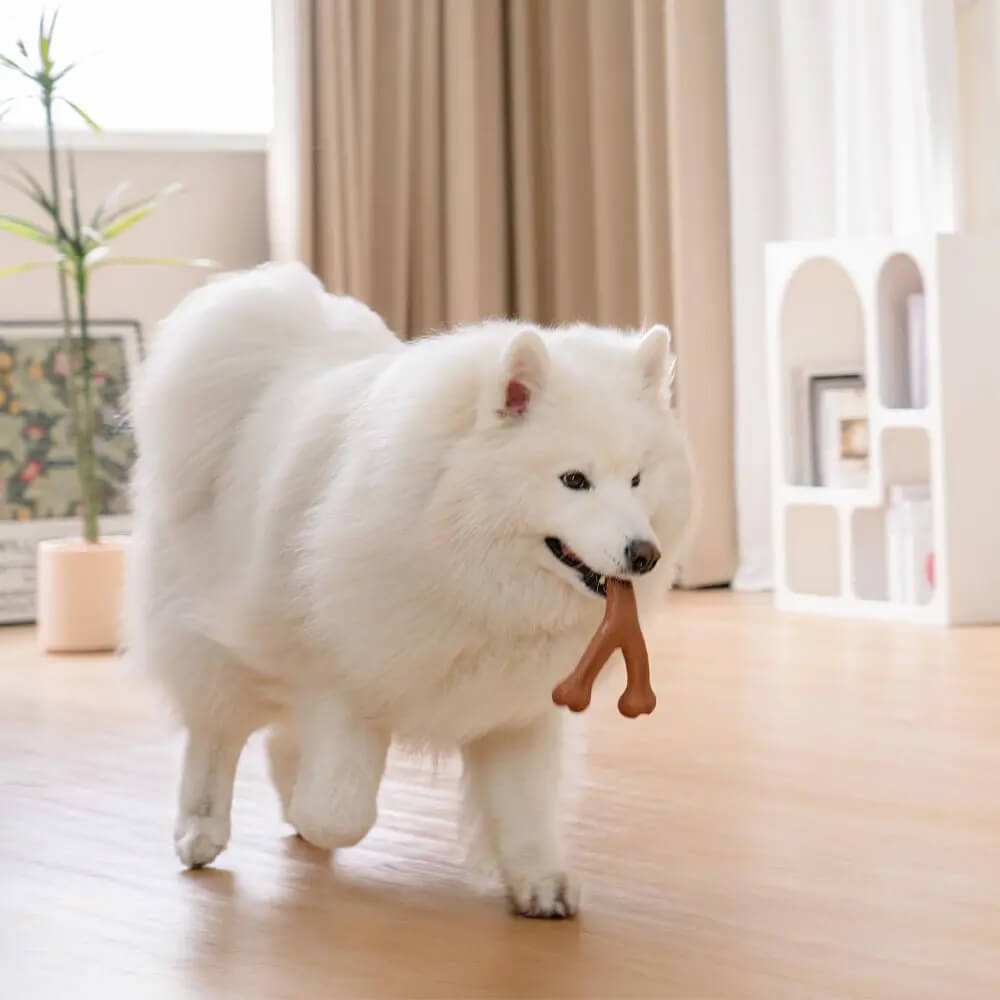 Teething Bones Dog Chew Toy - Bacon-Flavoured