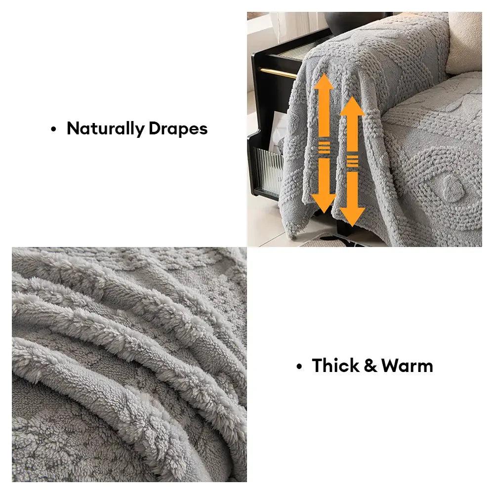 Bowknot Jacquard Plush Multifunctional Sofa Blanket Sofa Cover