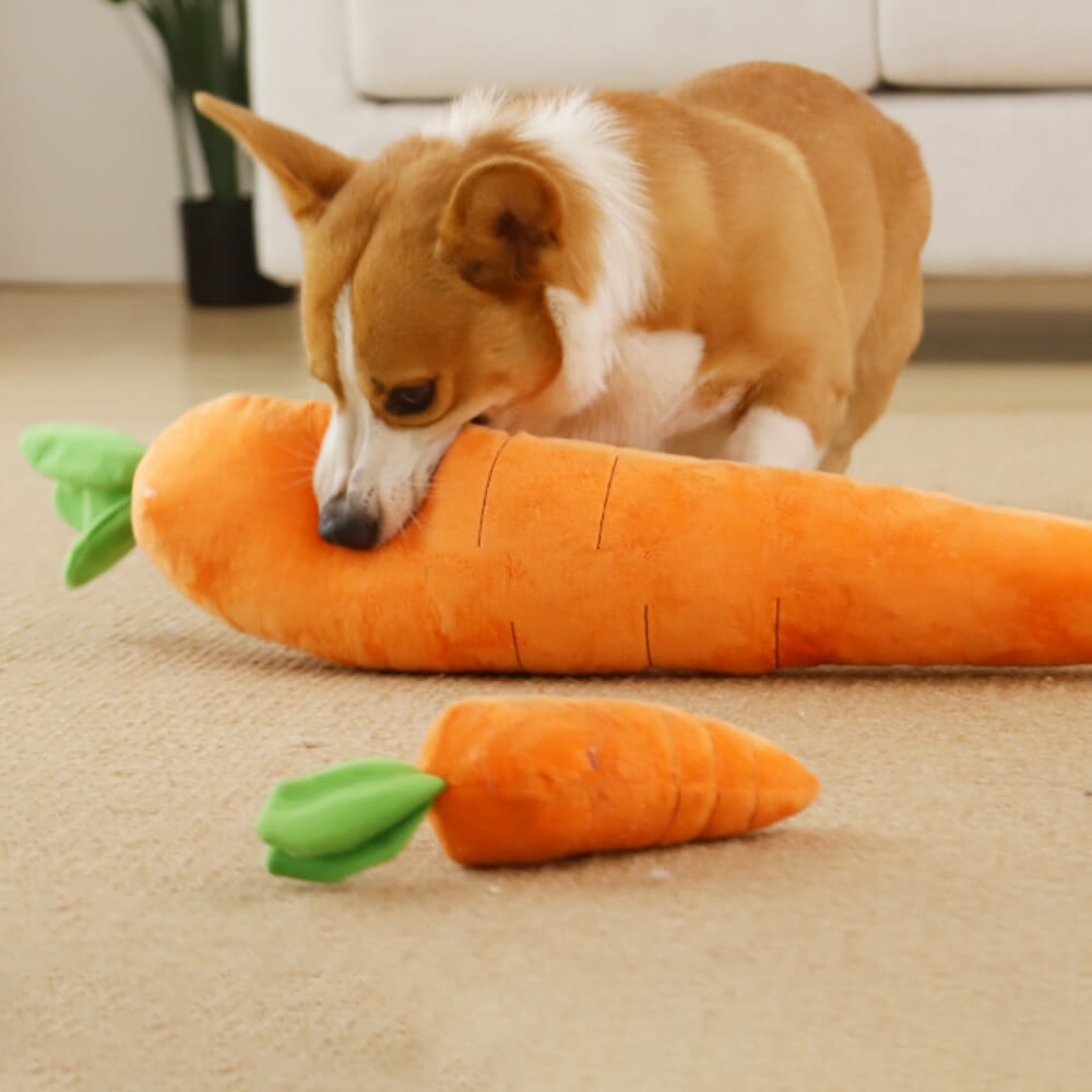 Carrot Squeaky Plush Toy Dog Interactive Toy