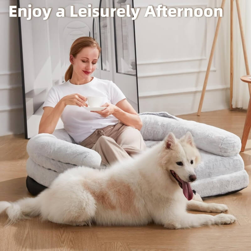 Chic Plush Large Dog Bed Foldable Human Dog Bed