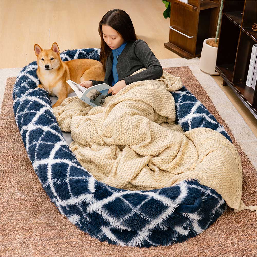 Classic Fluffy Super Large Donut Human Dog Bed - Cuddle Cradle