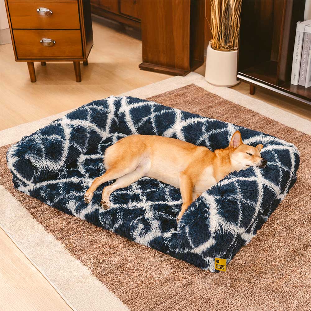 Classic Plaid Orthopaedic Bolster Dog Sofa Bed - Cosy Comfort