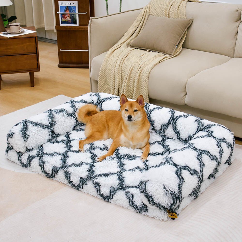 Classic Plaid Orthopaedic Bolster Dog Sofa Bed - Cosy Comfort