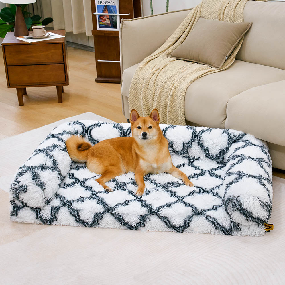 Classic Plaid Orthopaedic Bolster Dog Sofa Bed - Cosy Comfort