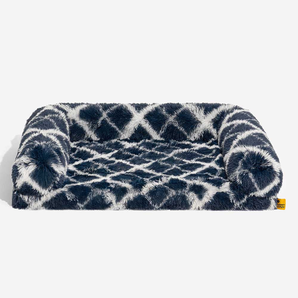 Classic Plaid Orthopaedic Bolster Dog Sofa Bed - Cosy Comfort