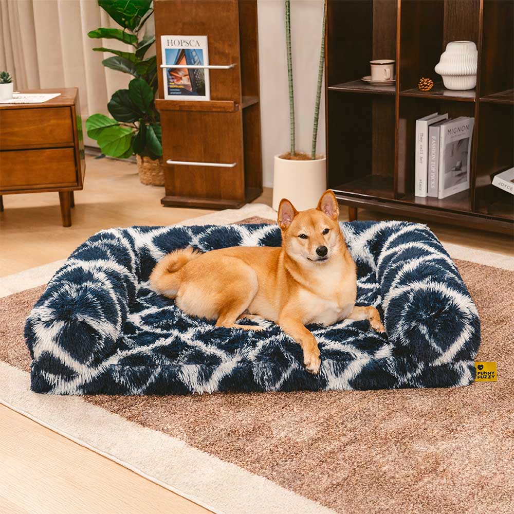 Classic Plaid Orthopaedic Bolster Dog Sofa Bed - Cosy Comfort