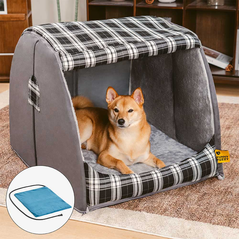 Classical Plaid House Orthopaedic Dog Bed - Retreat Cabin