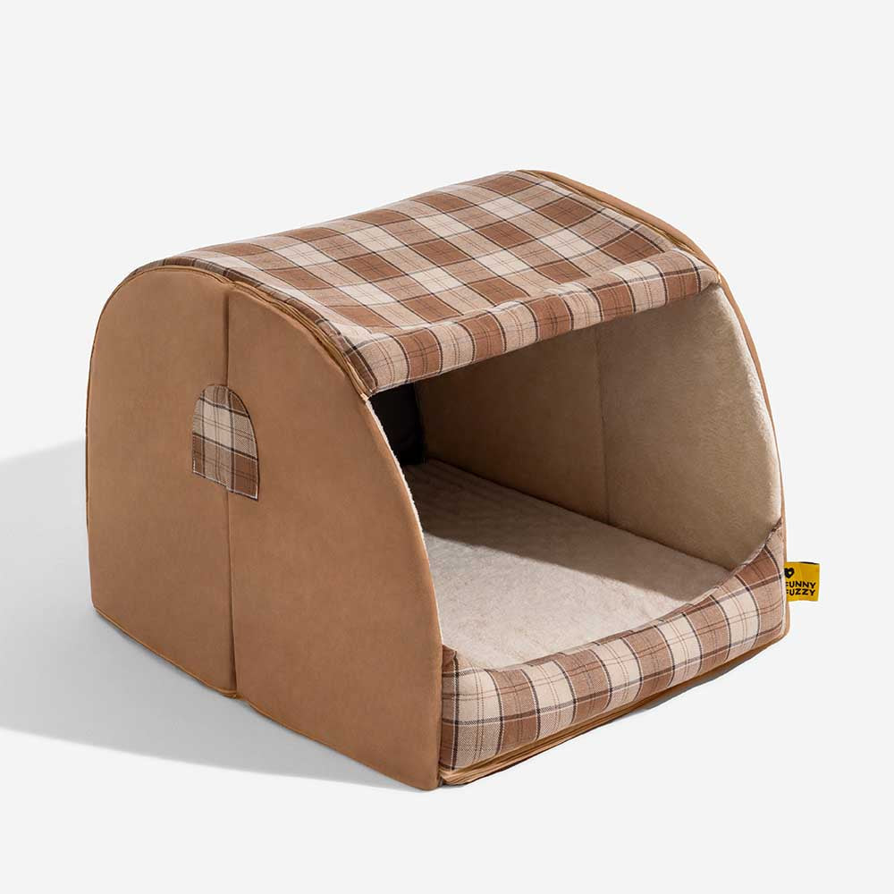 Classical Plaid House Orthopaedic Dog Bed - Retreat Cabin