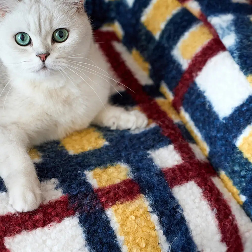 Cosy Plaid Faux Lambs Wool Washable Dog & Cat Sofa Bed - Vintage Modern