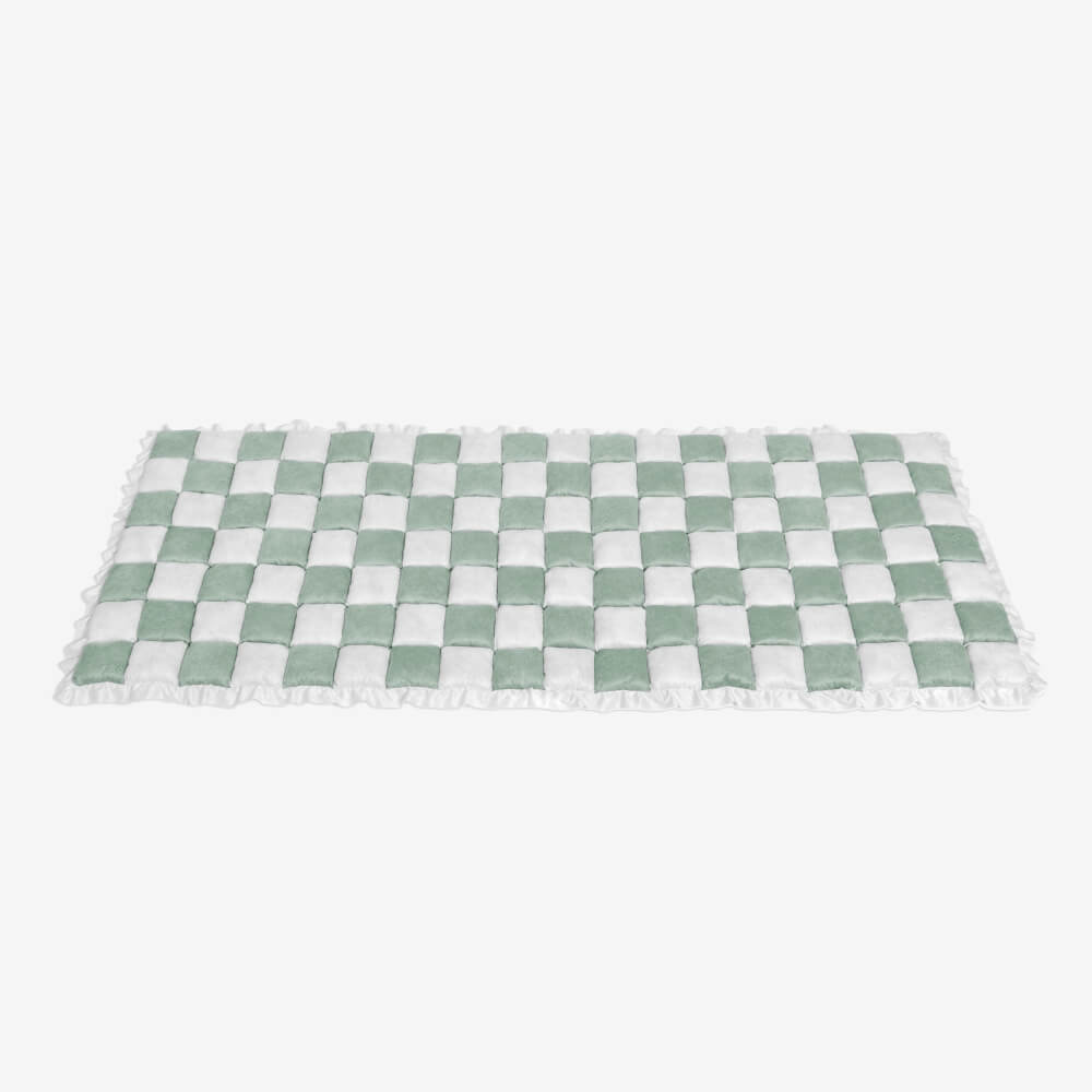 Cream-coloured Large Plaid Square Pet Carpet Bed Sofa Cover