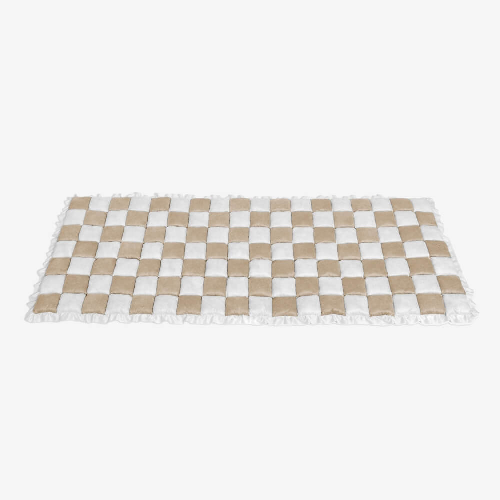 Cream-coloured Large Plaid Square Pet Carpet Bed Sofa Cover