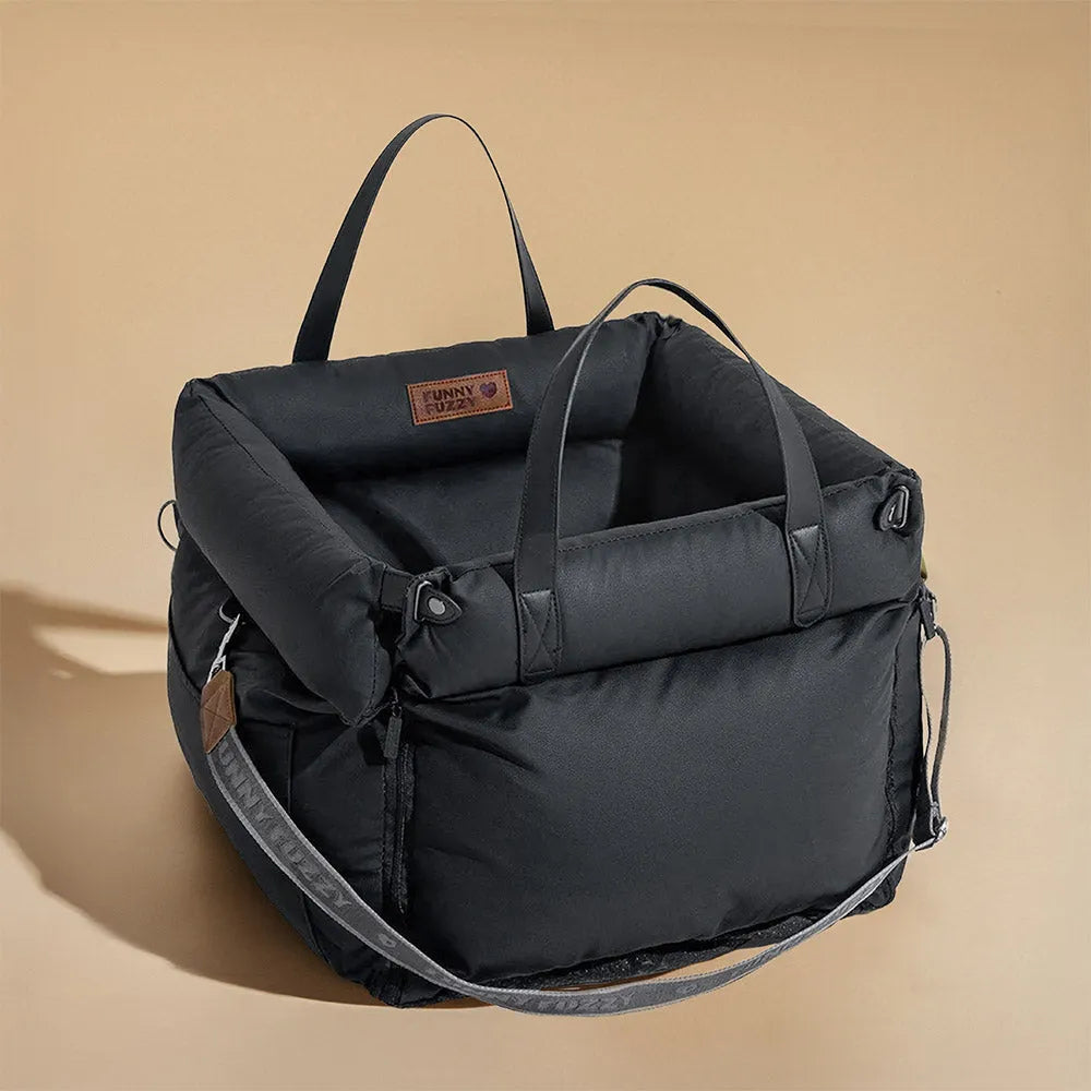 Deluxe Faux Leather Dog Car Seat Booster Bed - Urban Voyager