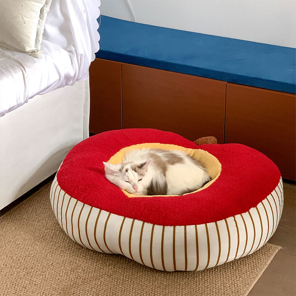 Apple Shaped Soft Plush Washable Cosy Dog & Cat Bed