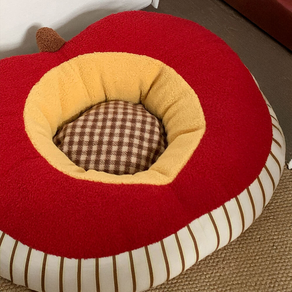 Apple Shaped Soft Plush Washable Cosy Dog & Cat Bed