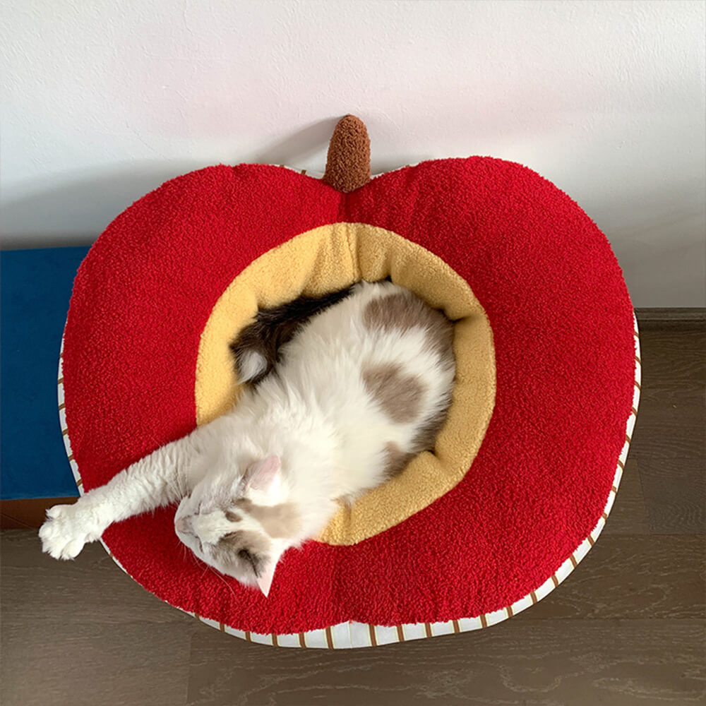 Apple Shaped Soft Plush Washable Cosy Dog & Cat Bed