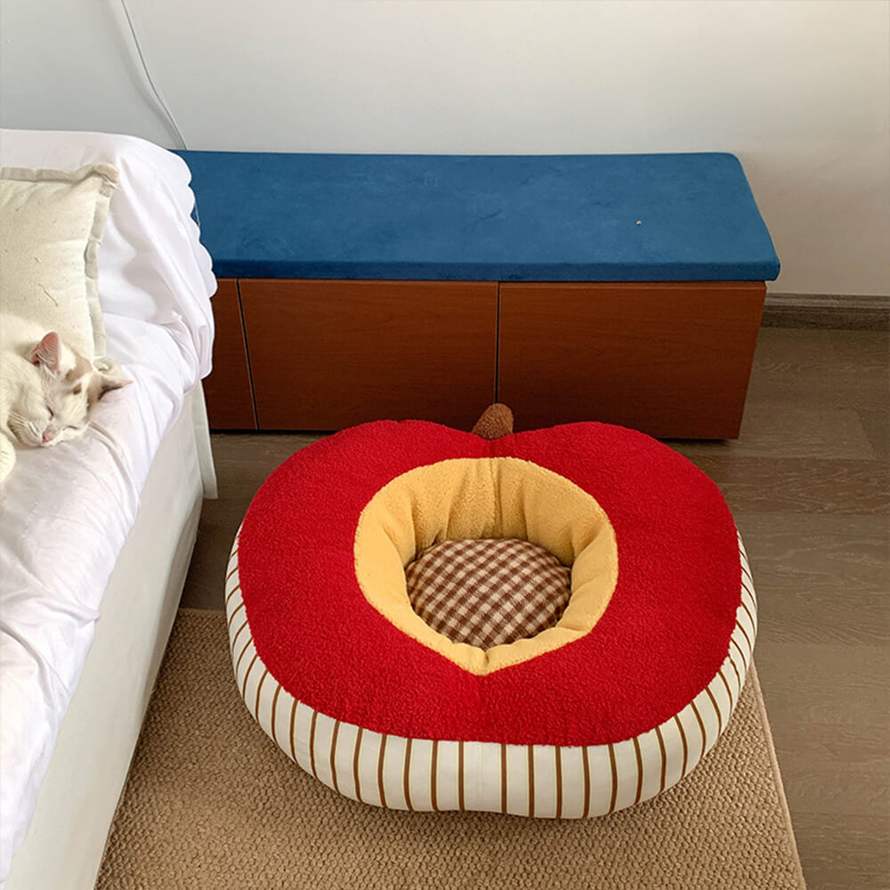 Apple Shaped Soft Plush Washable Cosy Dog & Cat Bed