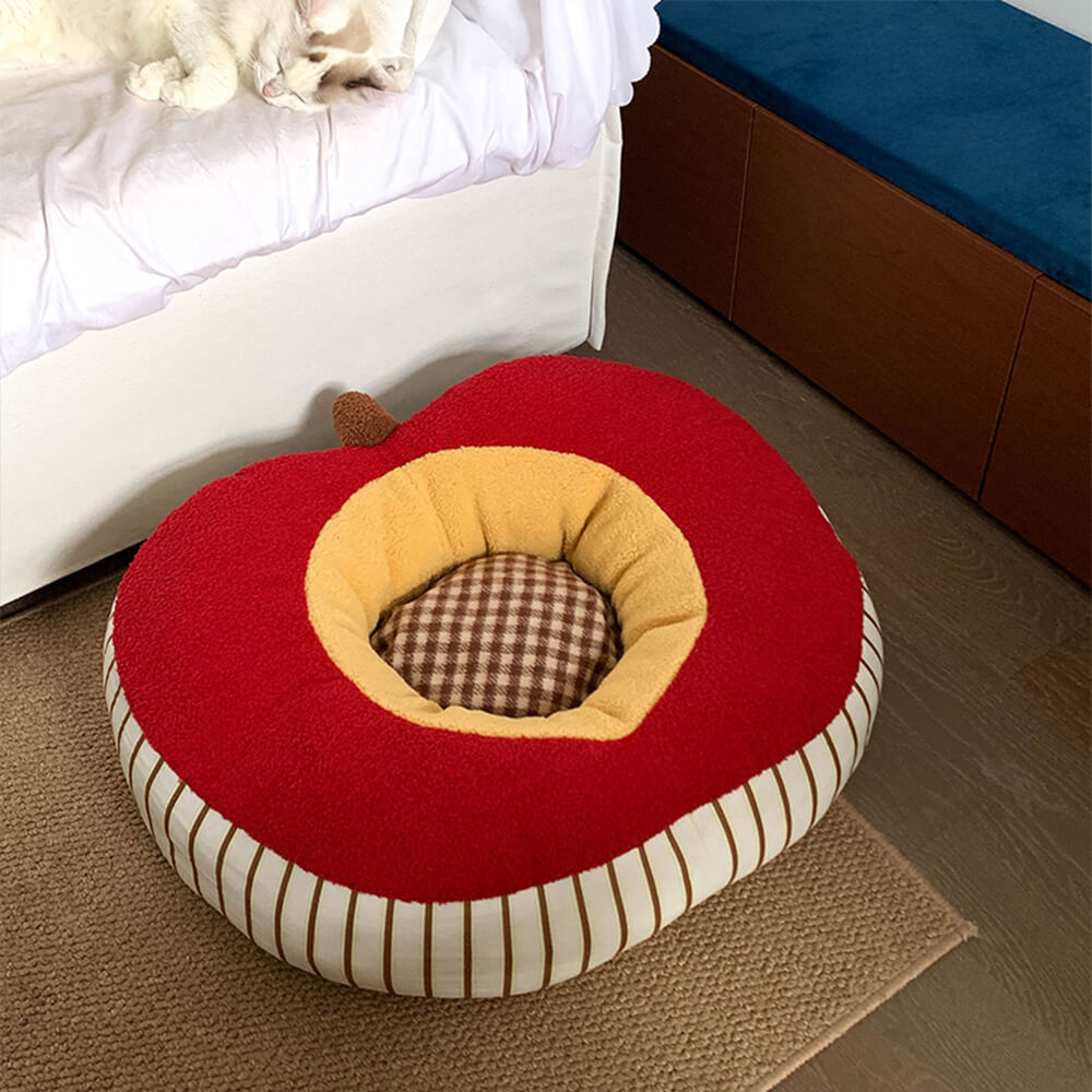 Apple Shaped Soft Plush Washable Cosy Dog & Cat Bed