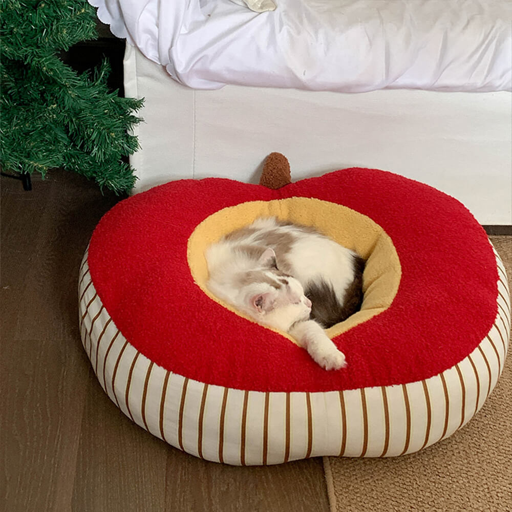 Apple Shaped Soft Plush Washable Cosy Dog & Cat Bed