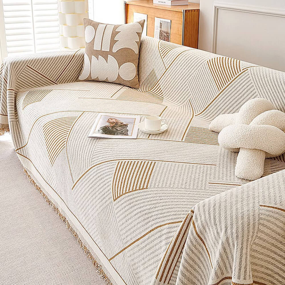 Classic Geometric Pattern Chenille Throw Sofa Cover