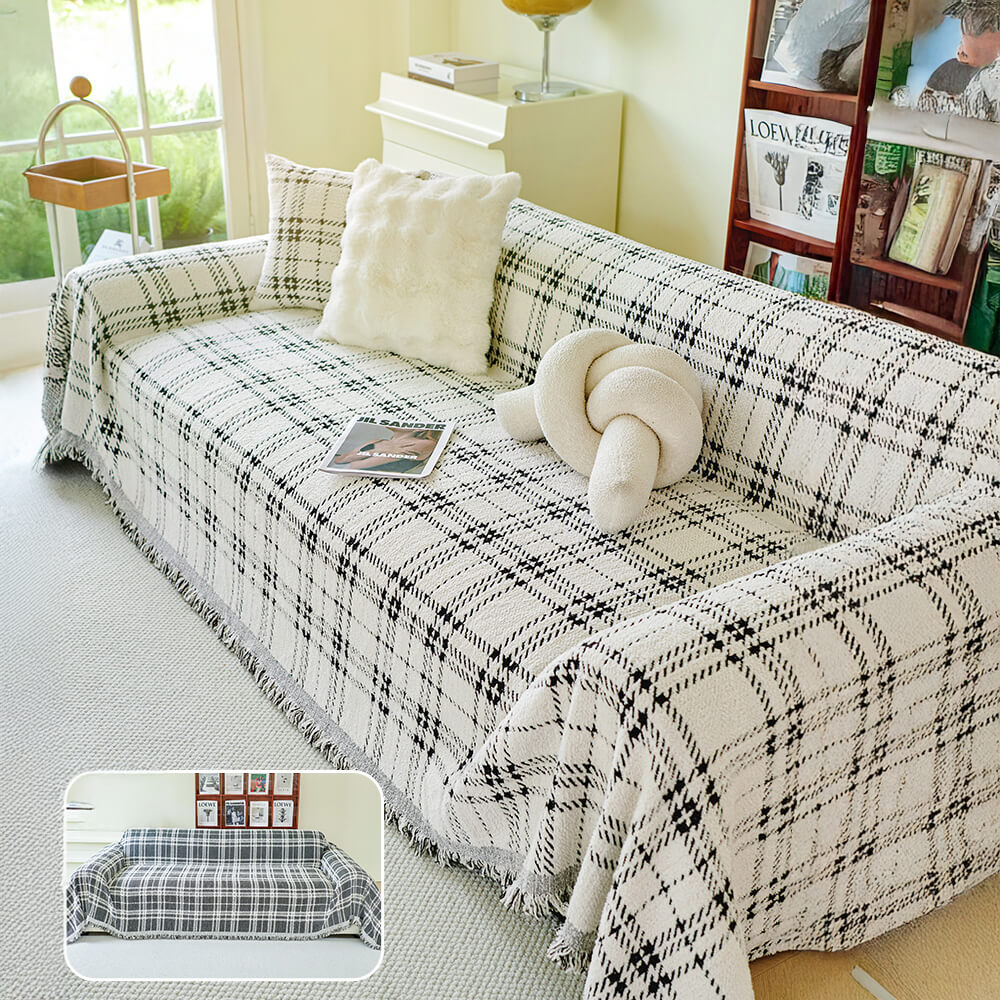 Classic Plaid Reversible Anti-Scratch One-Piece Sofa Cover