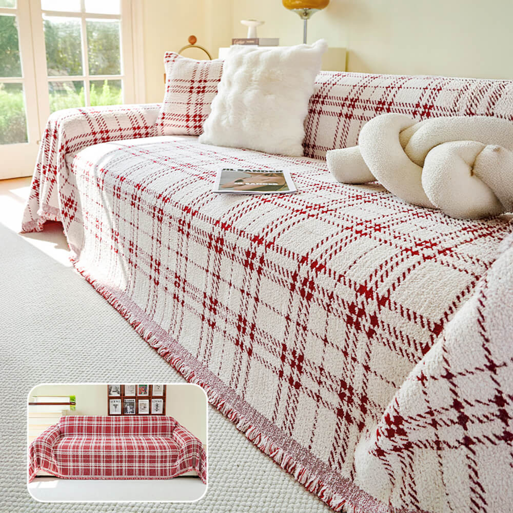 Classic Plaid Reversible Anti-Scratch One-Piece Sofa Cover