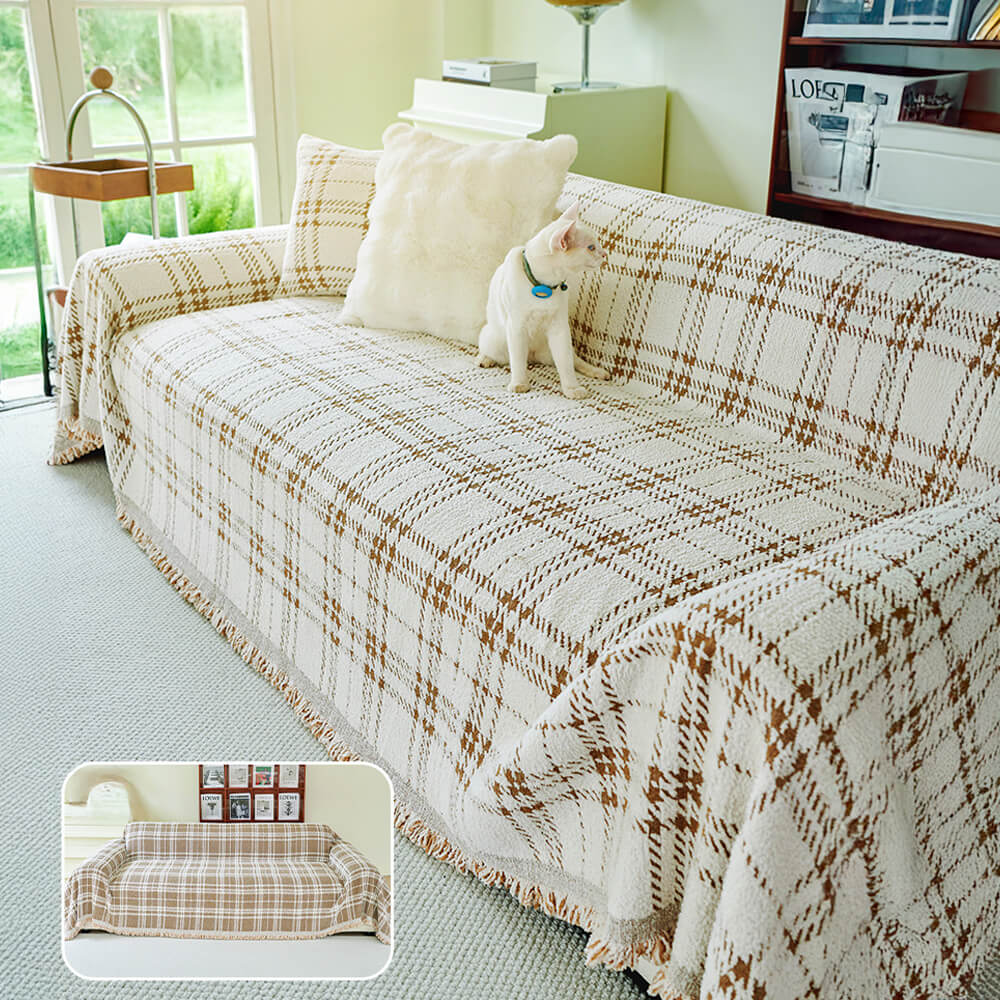 Classic Plaid Reversible Anti-Scratch One-Piece Sofa Cover