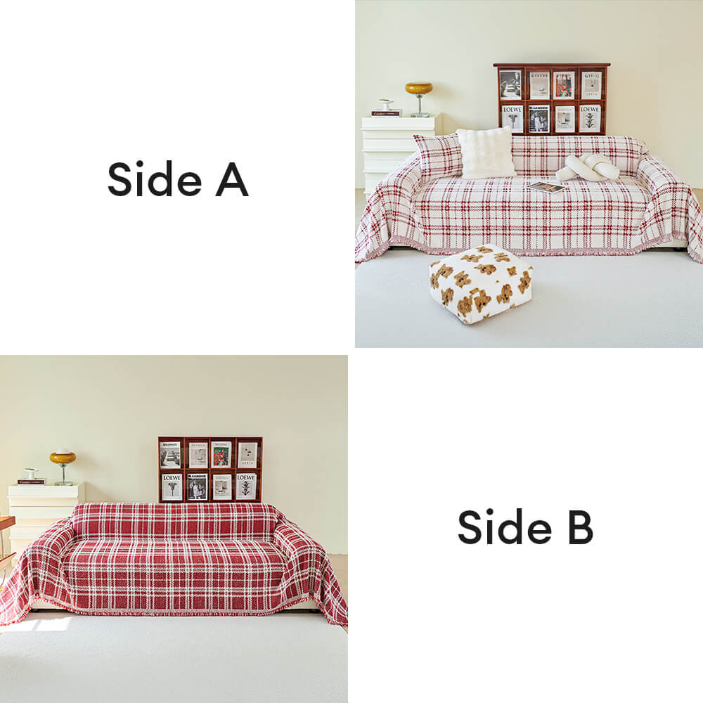 Classic Plaid Reversible Anti-Scratch One-Piece Sofa Cover