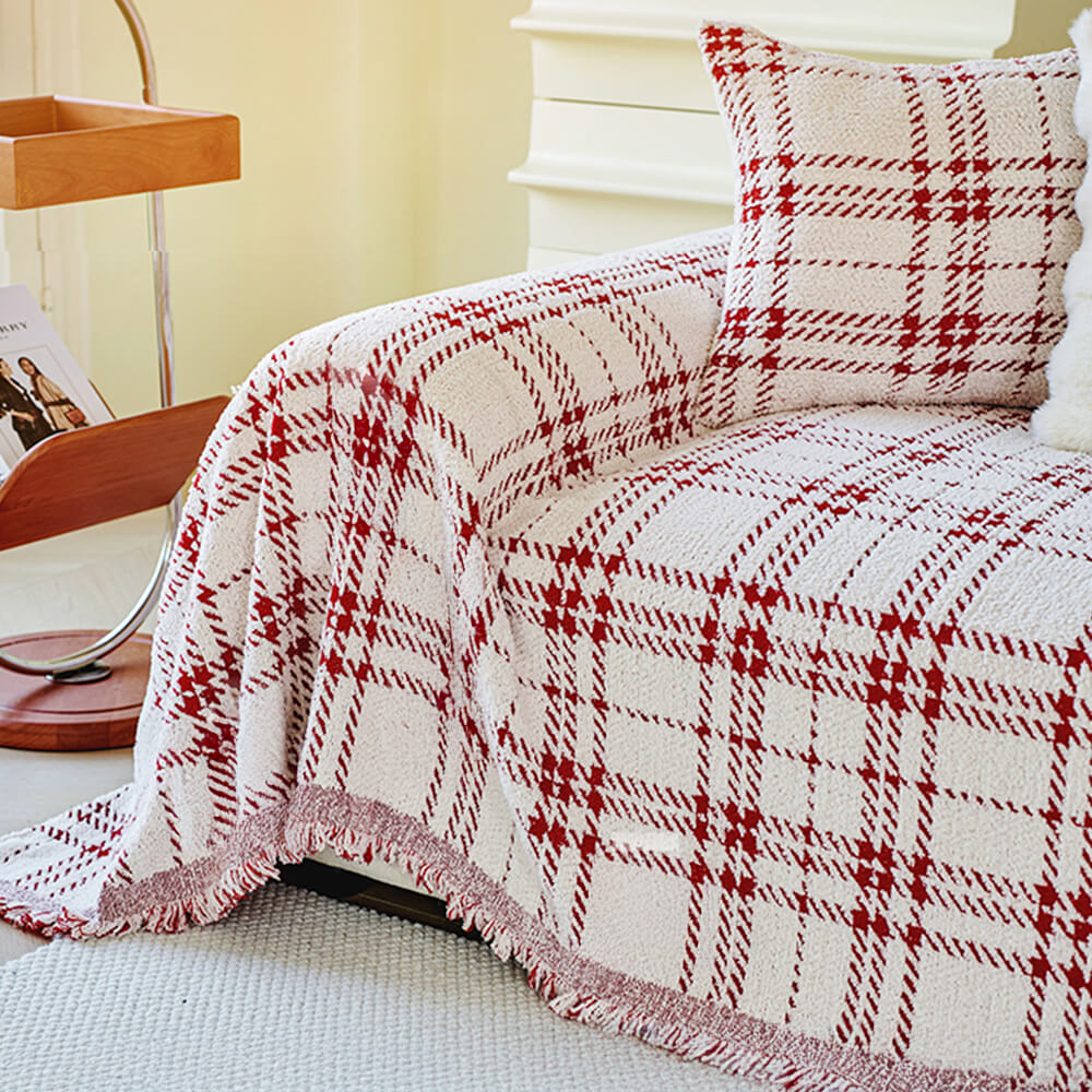 Classic Plaid Reversible Anti-Scratch One-Piece Sofa Cover