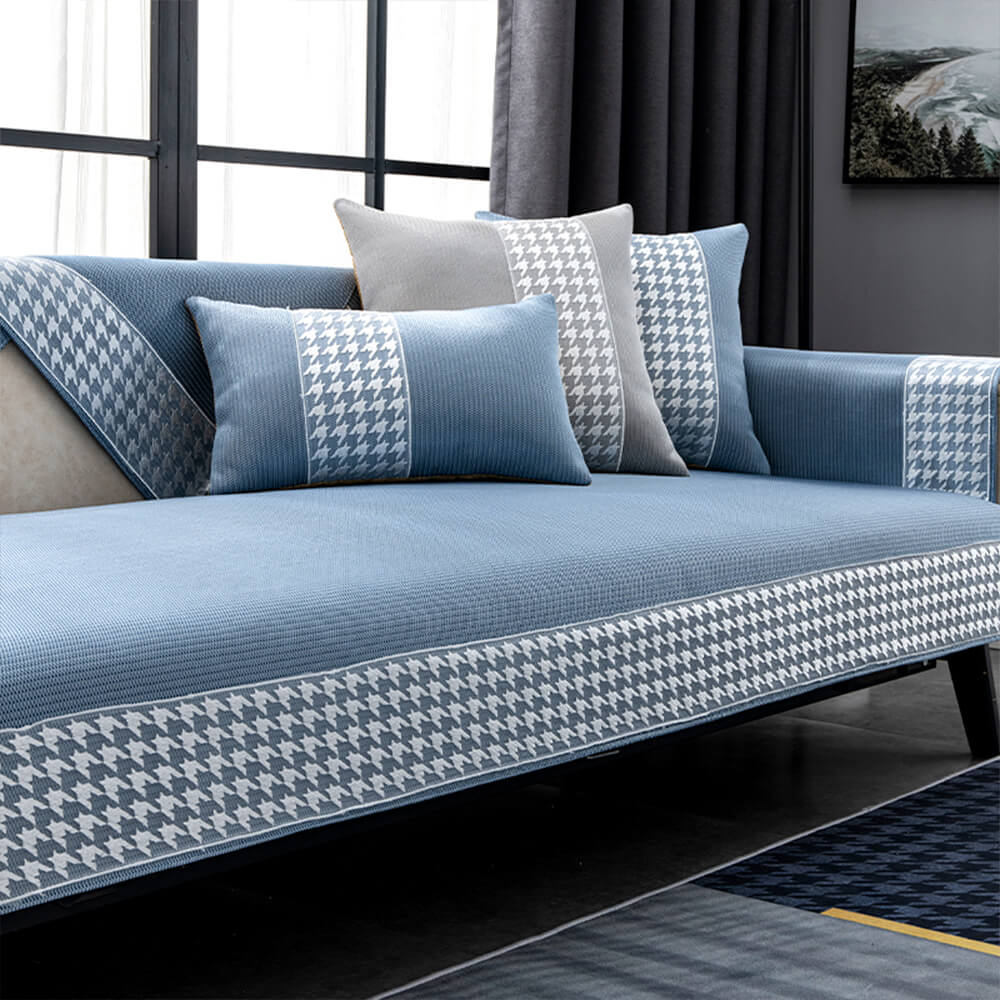 Cooling Houndstooth Ice Silk Breathable Sofa Cover