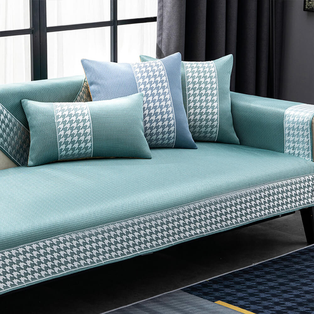 Cooling Houndstooth Ice Silk Breathable Sofa Cover