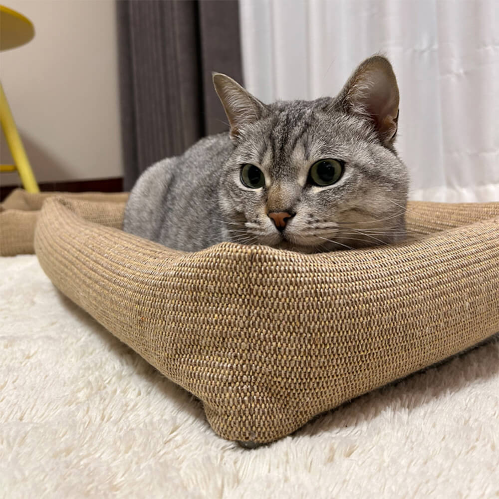 Durable Natural Jute Fibre Scratch-Resistant Cat Bed