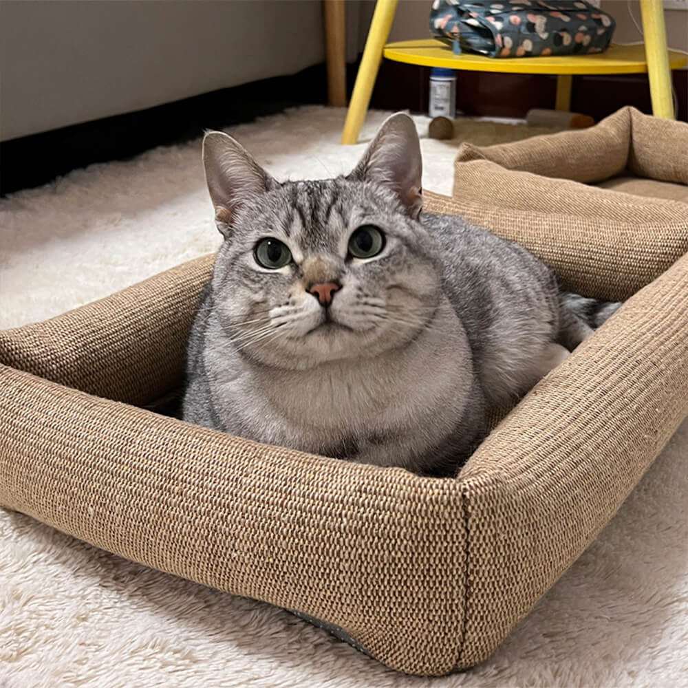 Durable Natural Jute Fibre Scratch-Resistant Cat Bed