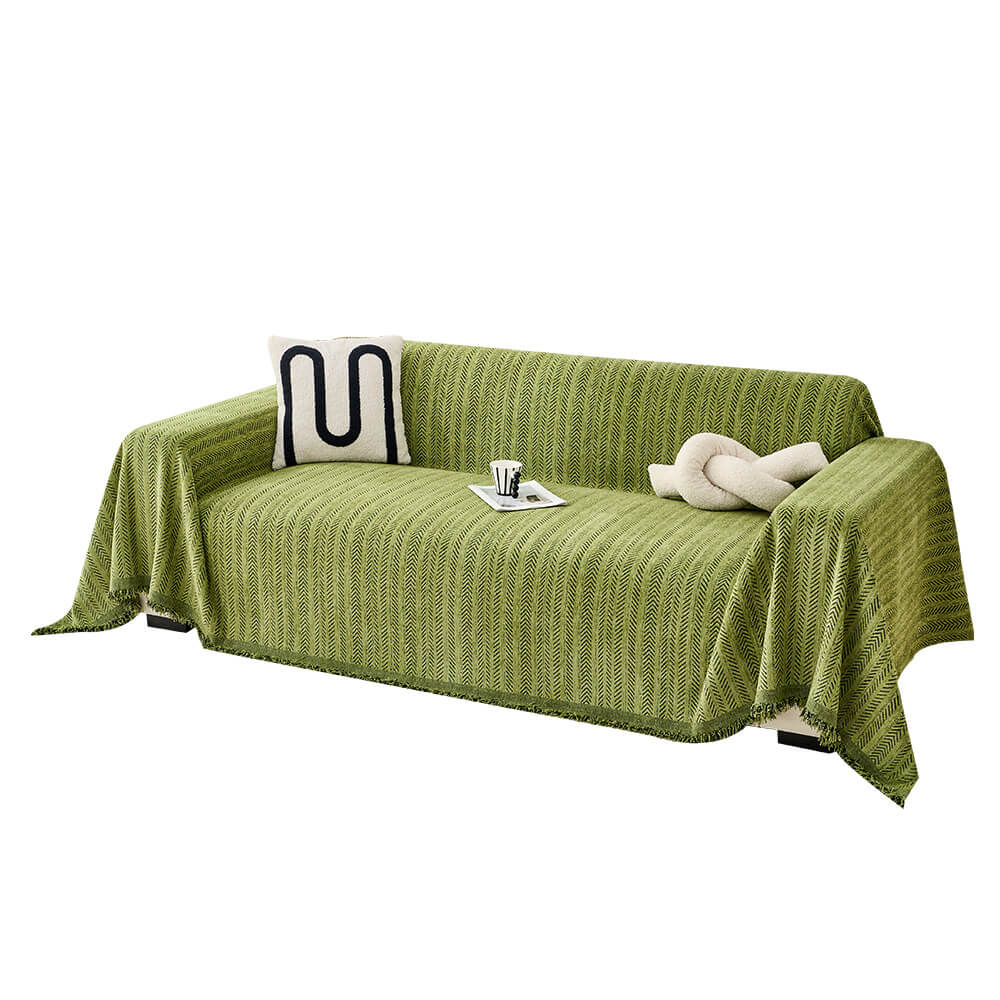 Elegant Herringbone Chenille Textured Throw Sofa Cover
