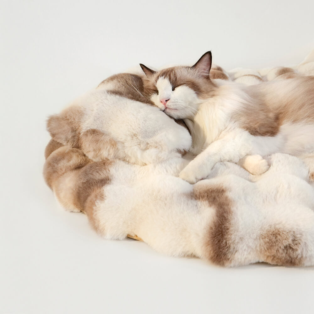 Faux Fur Warmth-Retaining Round Dog & Cat Mat with Pillow