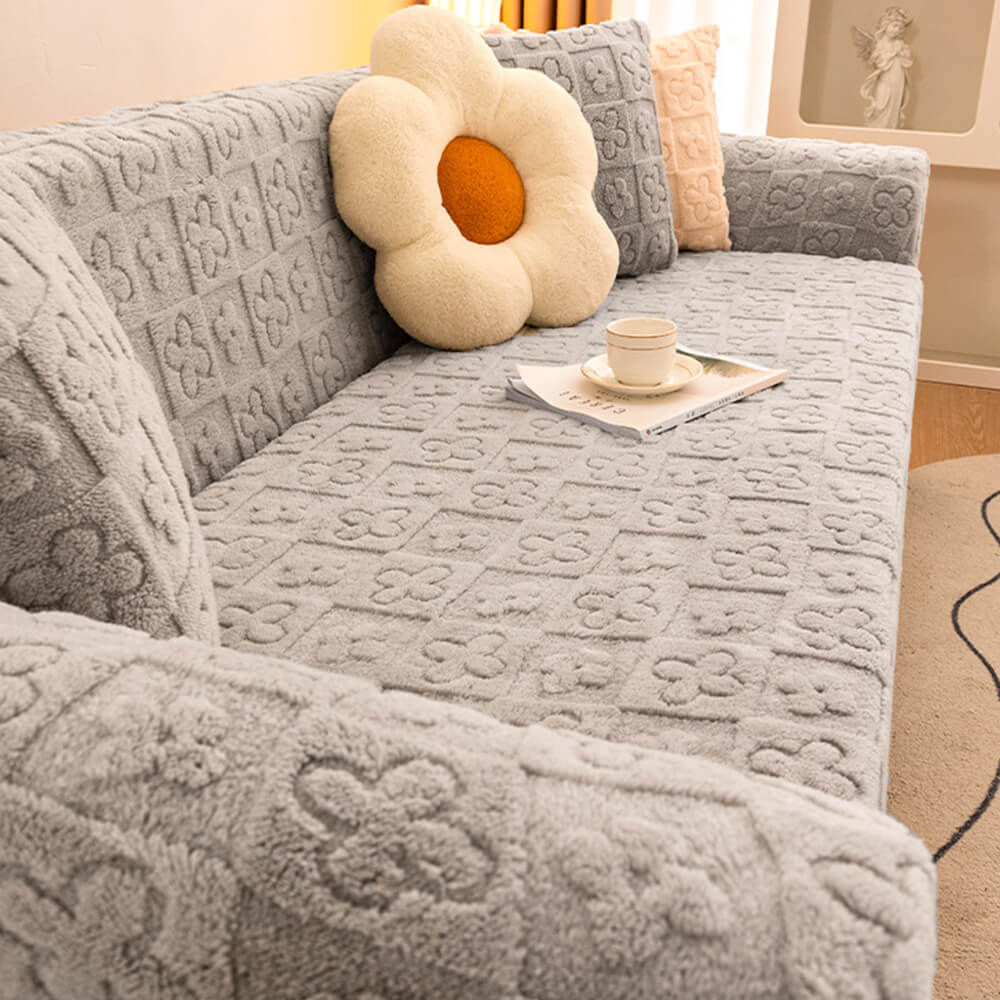 Floral Jacquard Fleece for Warmth Sofa Cover