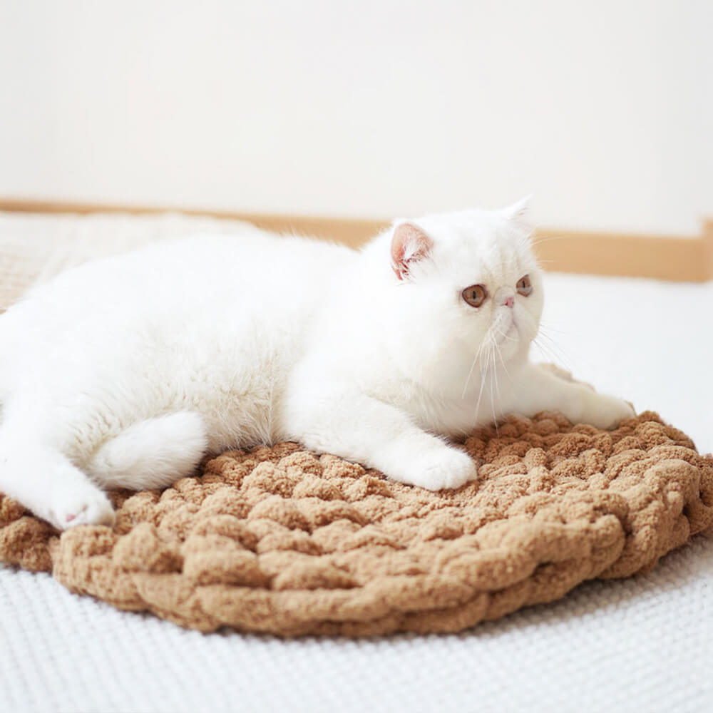 Handwoven Chunky Knit Soft Round Pet Bed Mat