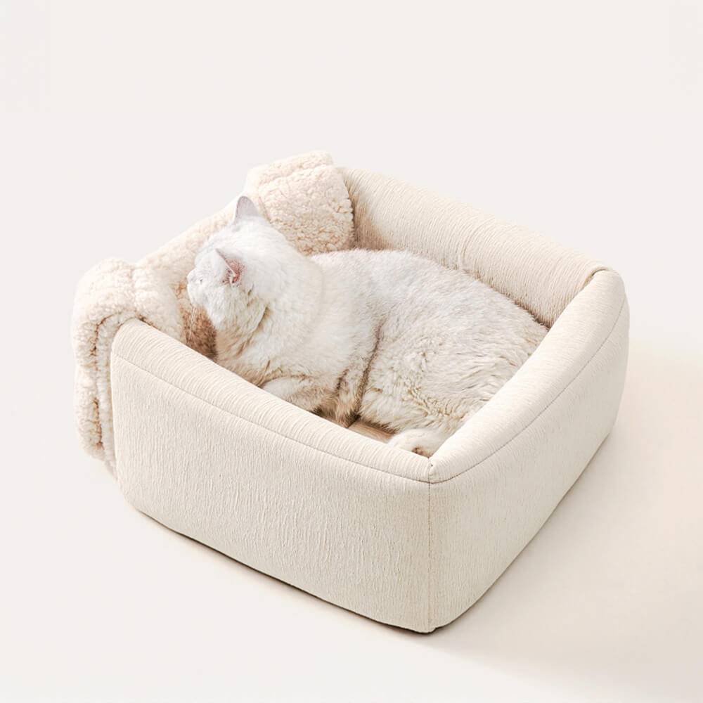 Handwoven Design Cosy Square Convertible Space Cat Bed