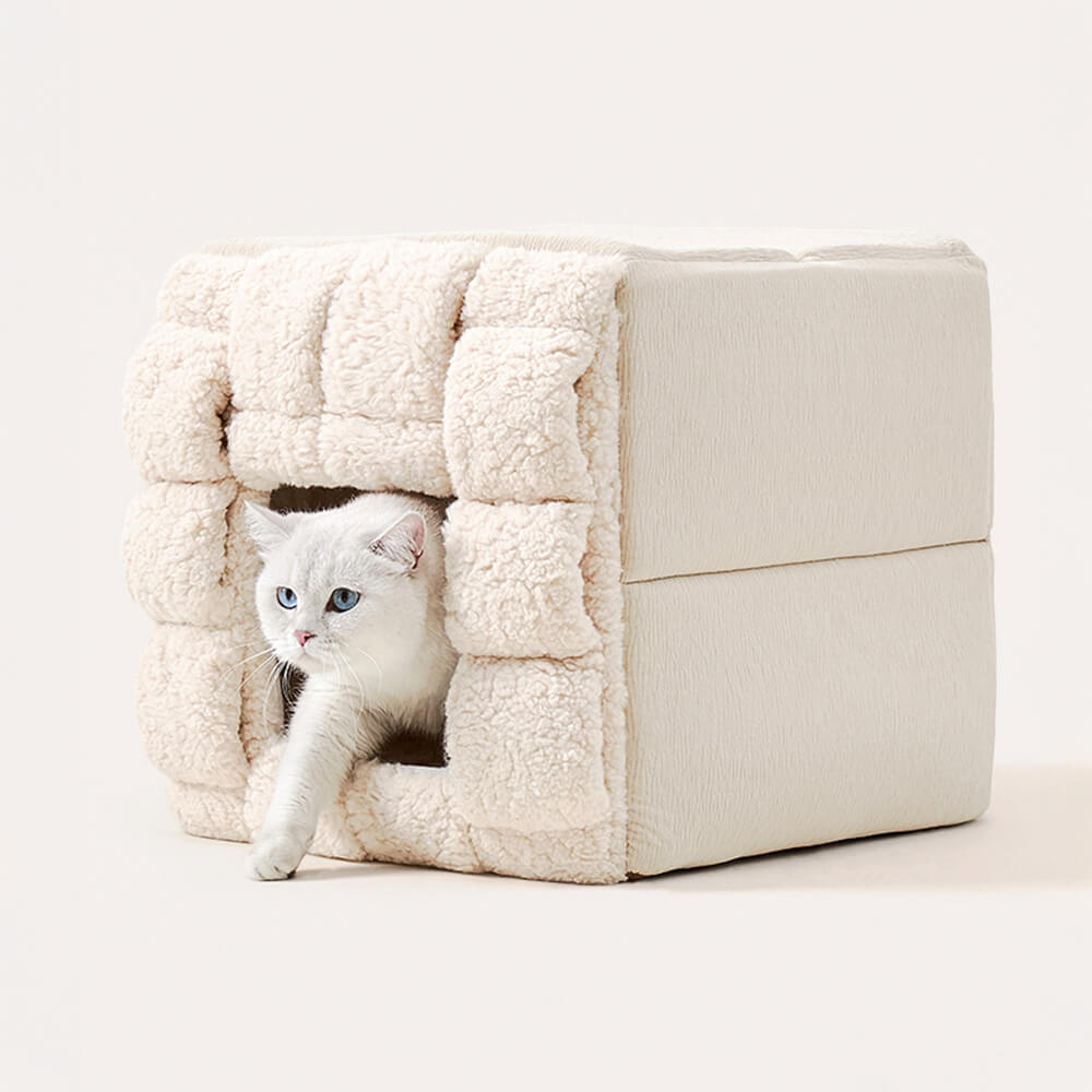 Handwoven Design Cosy Square Convertible Space Cat Bed