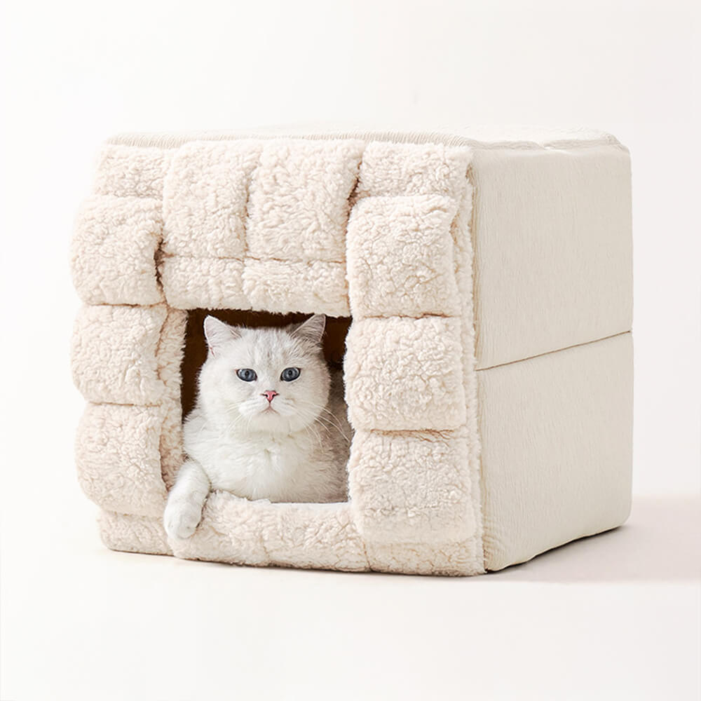 Handwoven Design Cosy Square Convertible Space Cat Bed