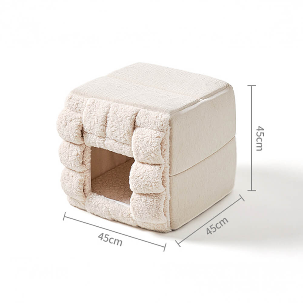 Handwoven Design Cosy Square Convertible Space Cat Bed