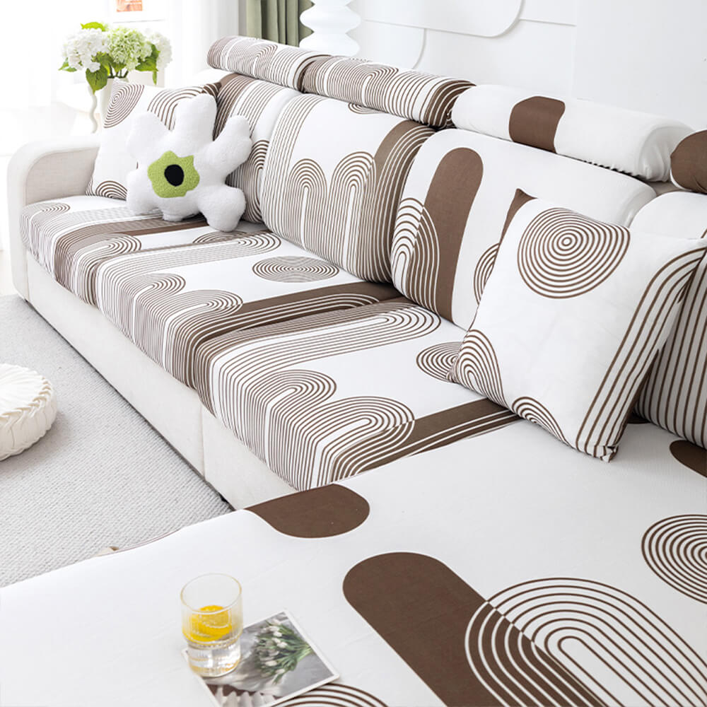 Linear Pattern Cooling Ice Silk Stretch Magic Sofa Cover