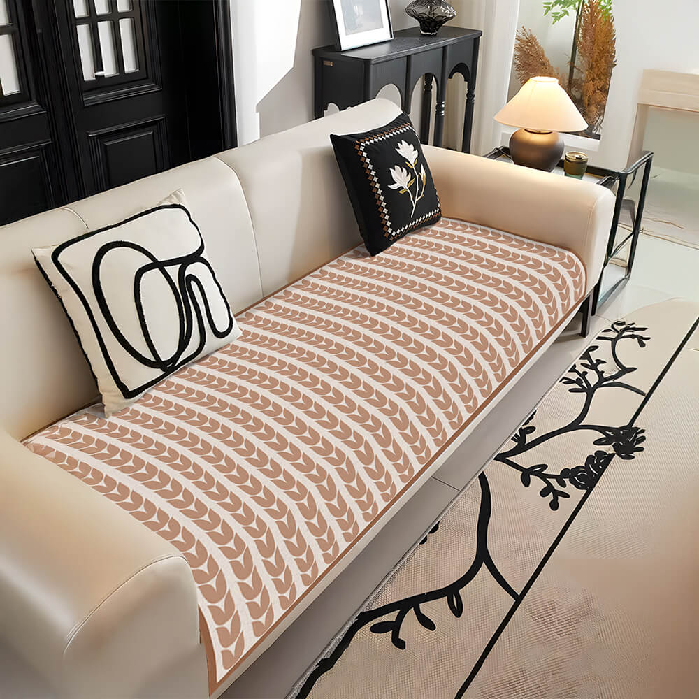 Modern Ice Silk Wheat Pattern Breathable Anti-Slip Sofa Cover