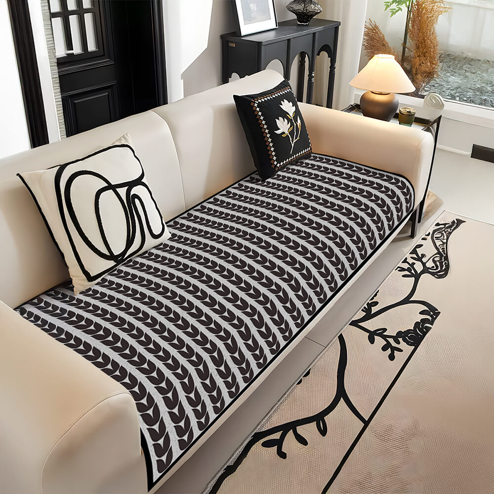 Modern Ice Silk Wheat Pattern Breathable Anti-Slip Sofa Cover