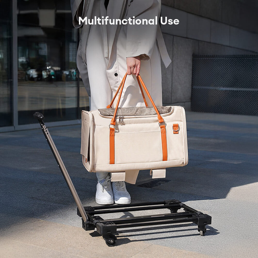 Multifunctional 2-In-1 Detachable Trolley with Wheels Portable Pet Carrier Bag