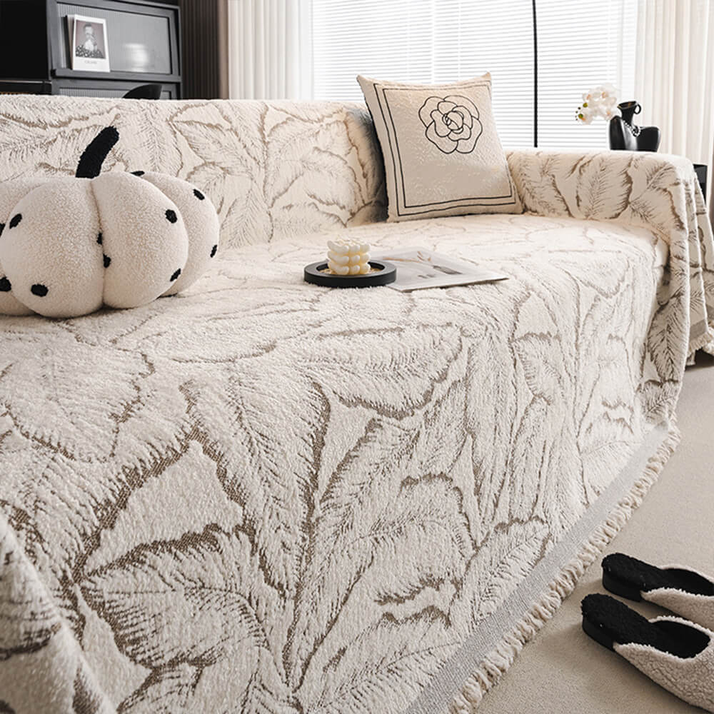 Palm Leaf Print Thickened Sofa Protection Multi-Purpose Throw Sofa Cover