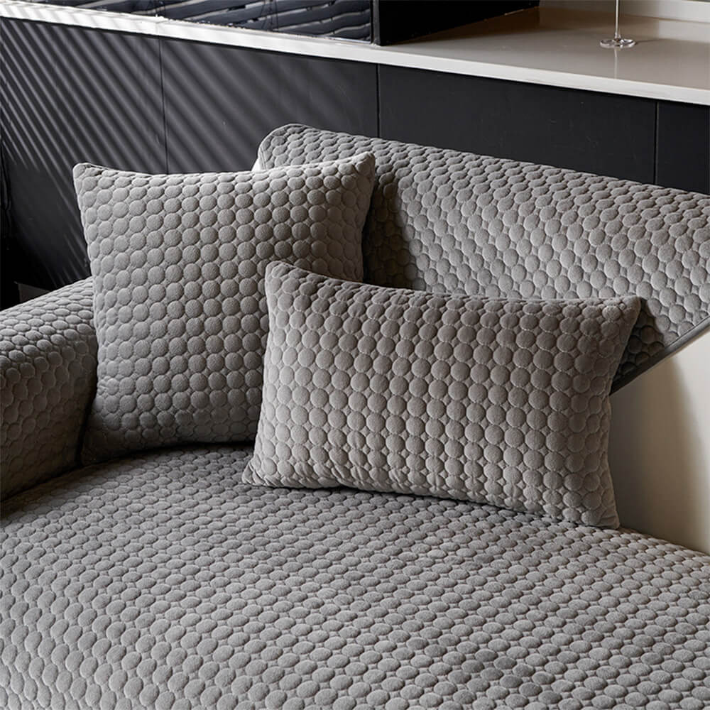 Round Quilted Suede Moisture-Absorbent Breathable Non-Slip Sofa Cover