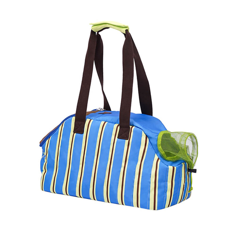 Stylish Striped Portable Shared Travel Pet Carrier Bag for Cats & Owners