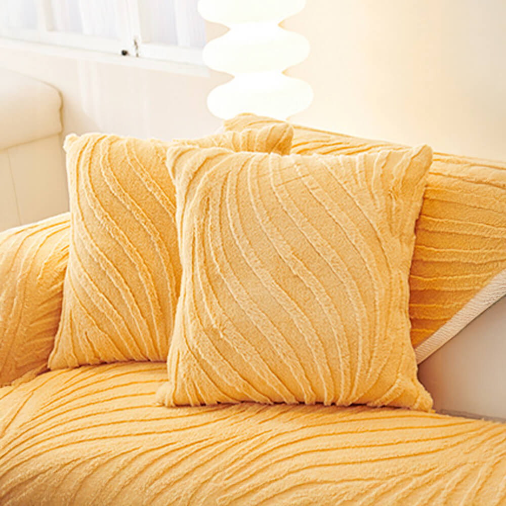 Wave Textured Plush Non-Slip Sofa Cover