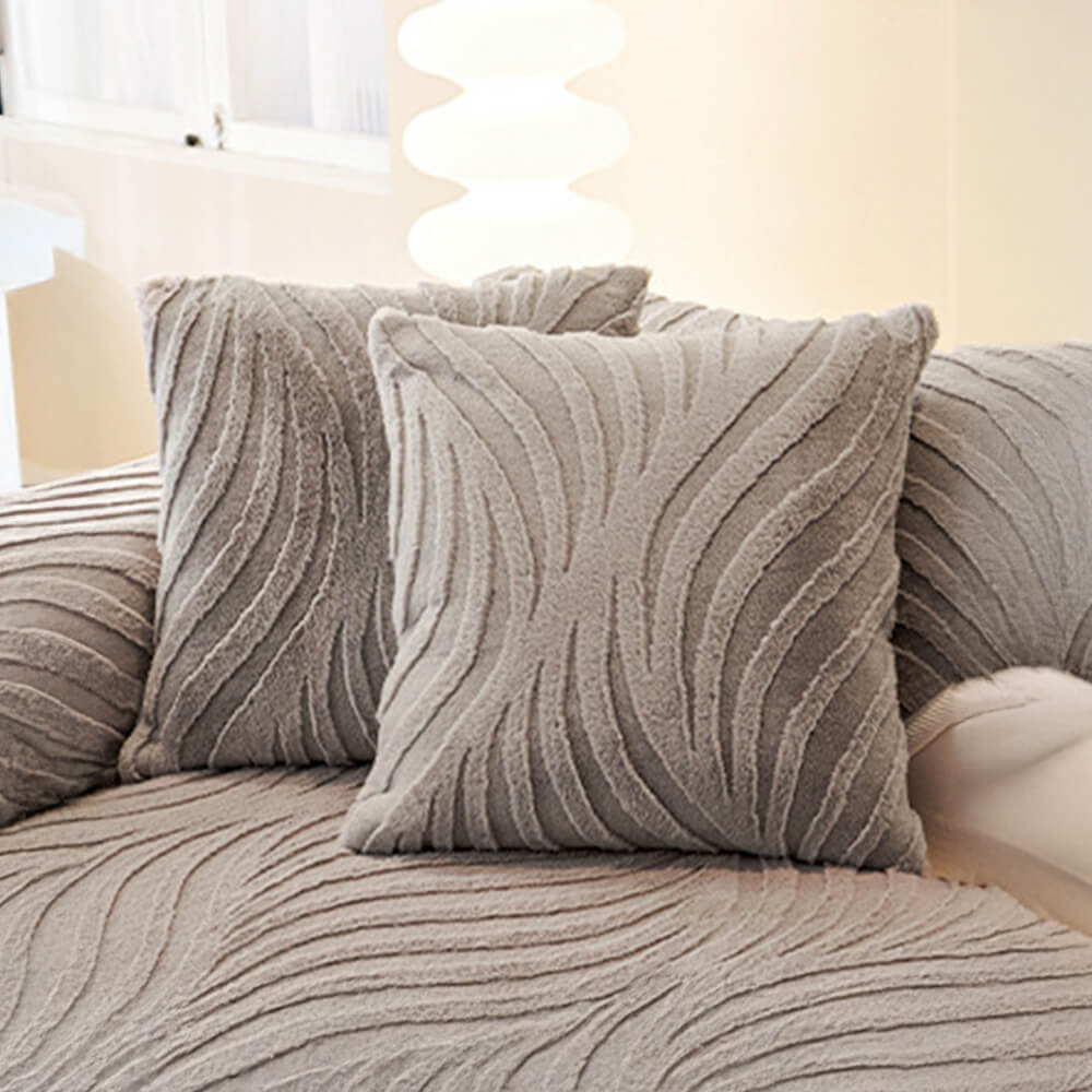 Wave Textured Plush Non-Slip Sofa Cover