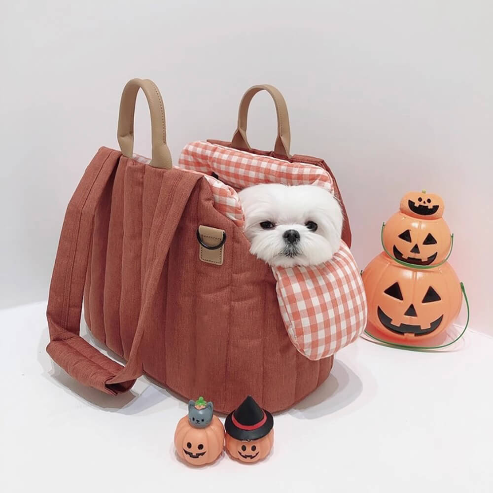 Gingham Portable Soft Multi-Purpose Dog & Cat Carrier Bag